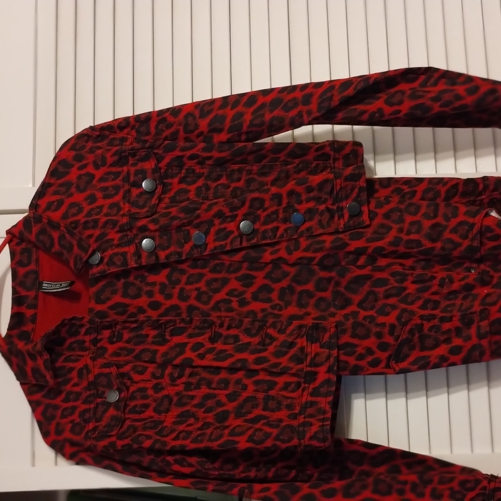 Leopard Red and black pants set.